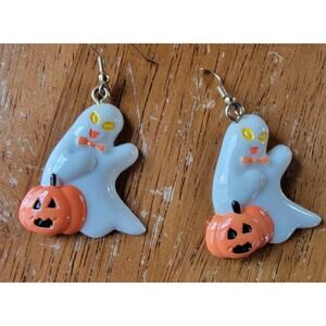 Vintage Halloween Ghost Pumpkin Dangling Earings2 Inches Long
